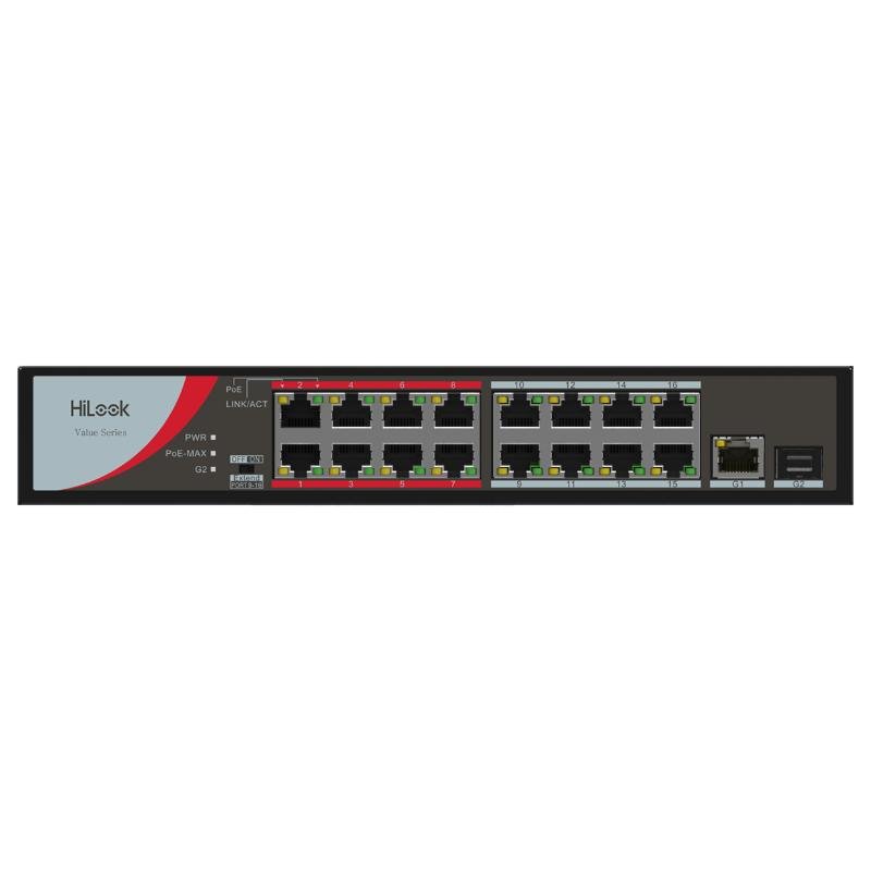 Switch Hikvision PoE de 16 puertos